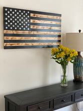 Load image into Gallery viewer, Rustic Charred Wood American Flag (Black & White)