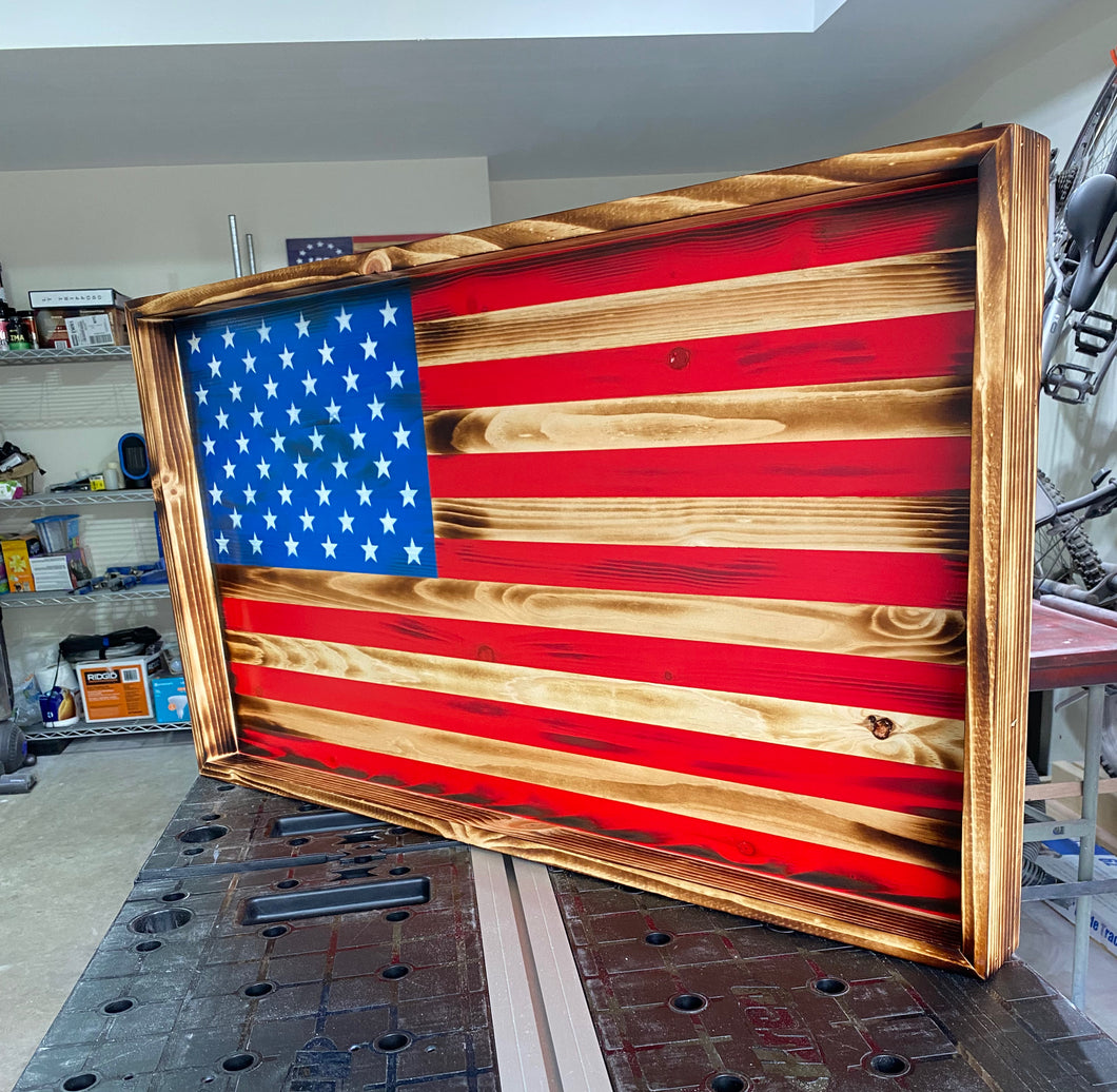 Deep Frame Rustic Wood Flag