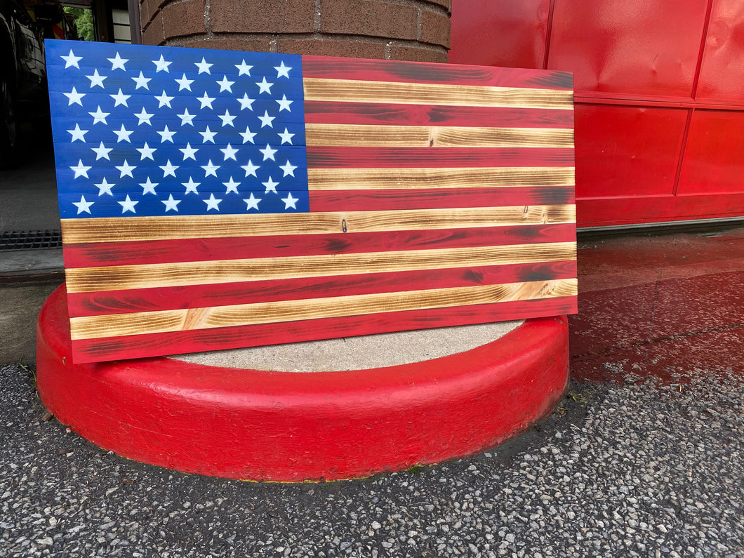 Rustic Charred Wood American Flag